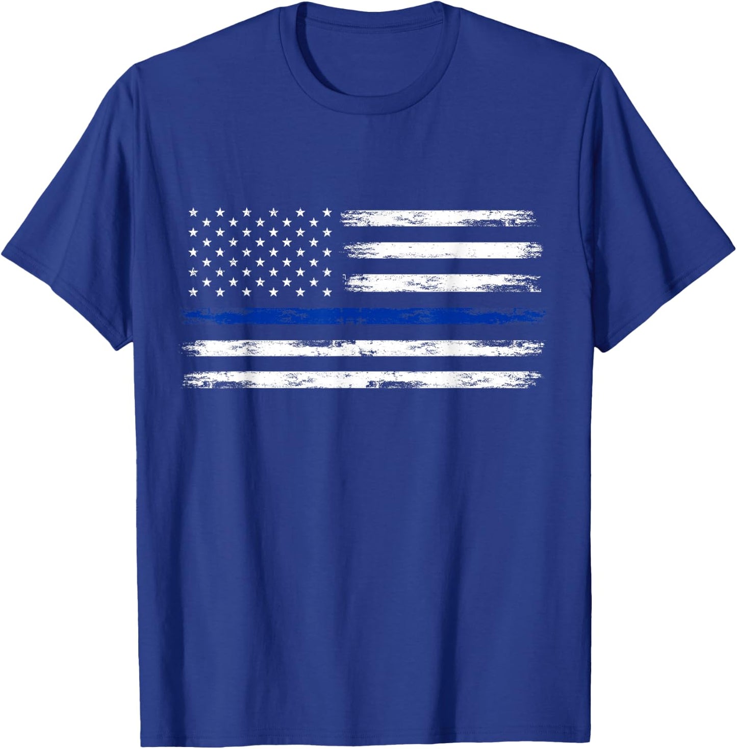 Police Officer US USA American Flag Thin Blue Line T-Shirt - T-Shirt | Royal