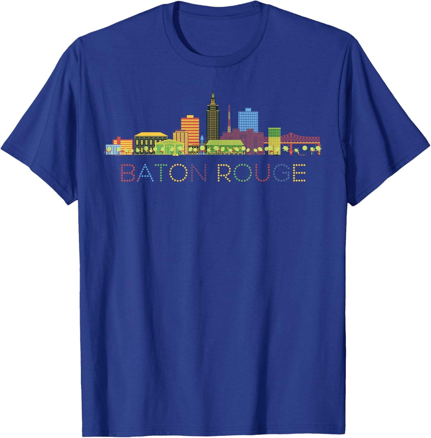 Baton Rouge Skyline Louisiana State New Orleans Mardi Gras T-Shirt - T-Shirt | Royal