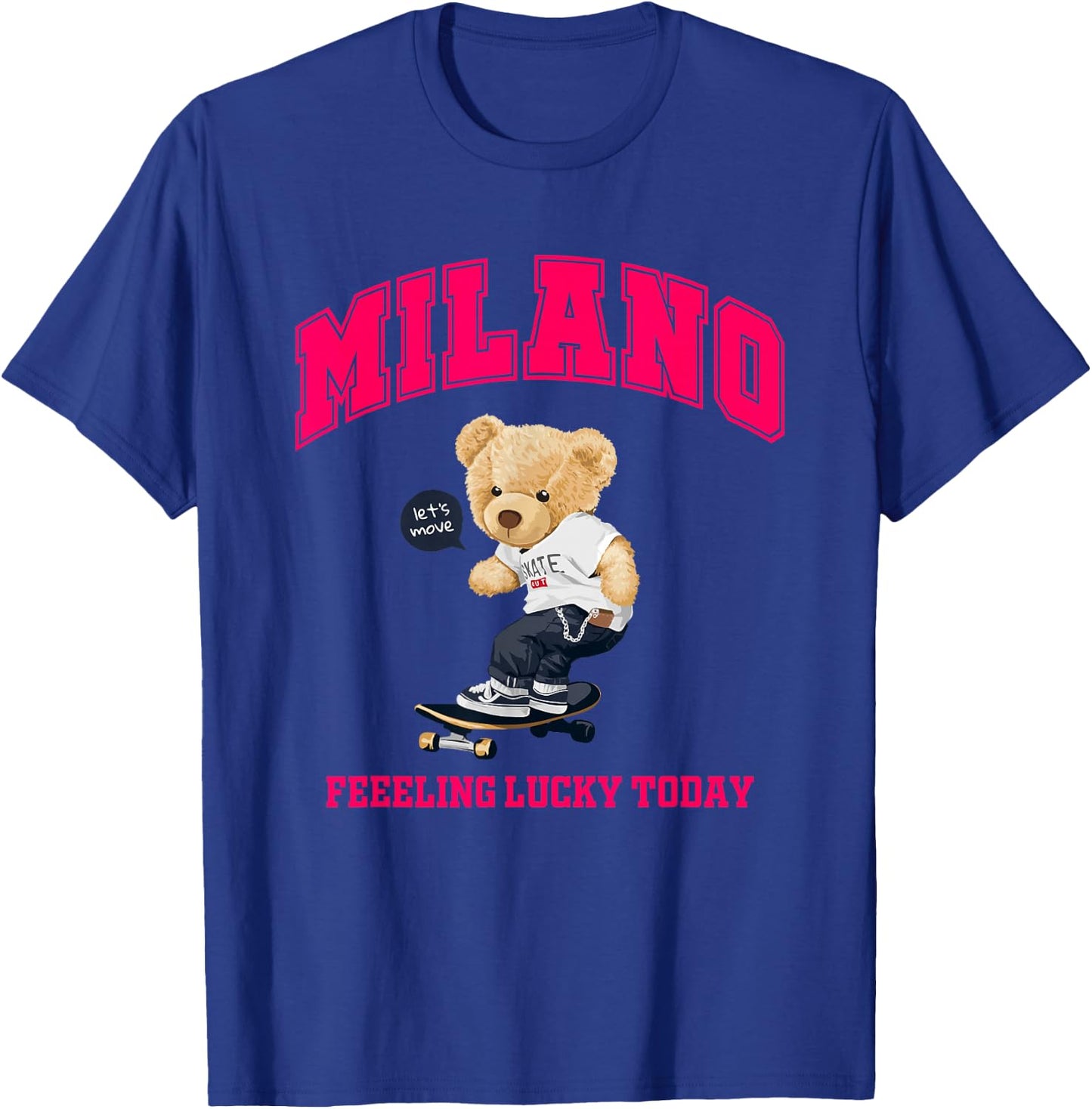 Cool Milan Italy Teddy Bear Illustration Graphic Cartoon T-Shirt - T-Shirt | Royal