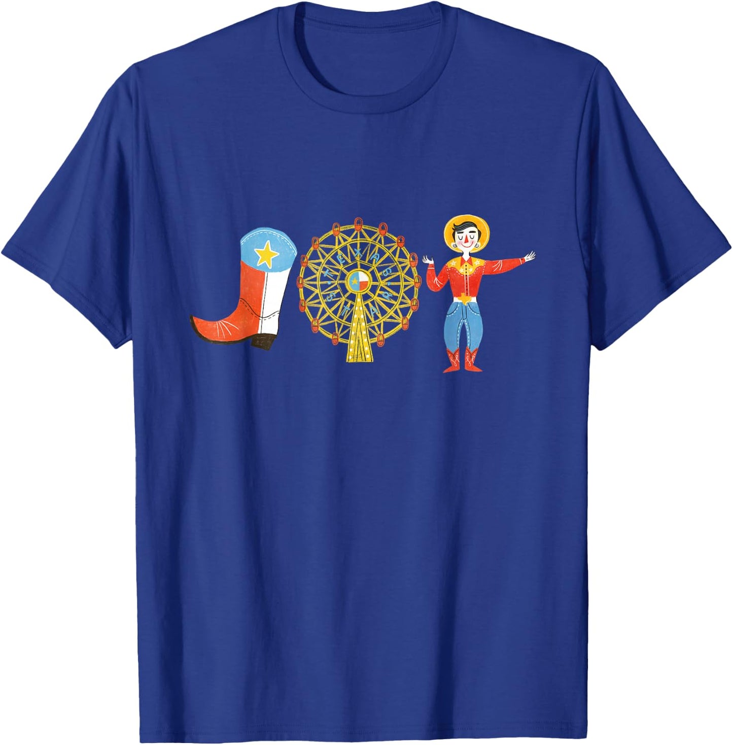 Texas Fair, State Fair Cowboy, Ferris Wheel, County Fair T-Shirt - T-Shirt | Royal