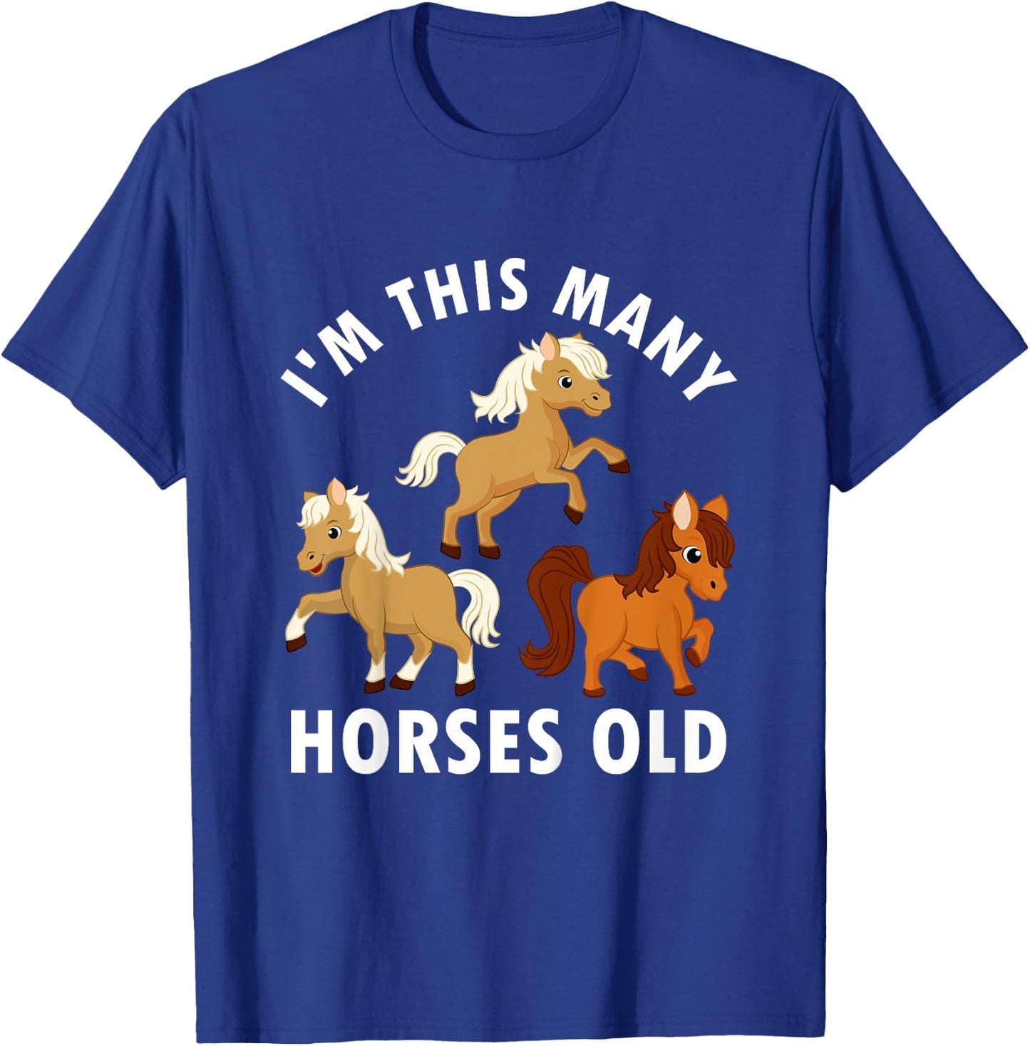 3 Years Old Girl Horses Old 3rd Birthday Kids T-Shirt - T-Shirt | Royal