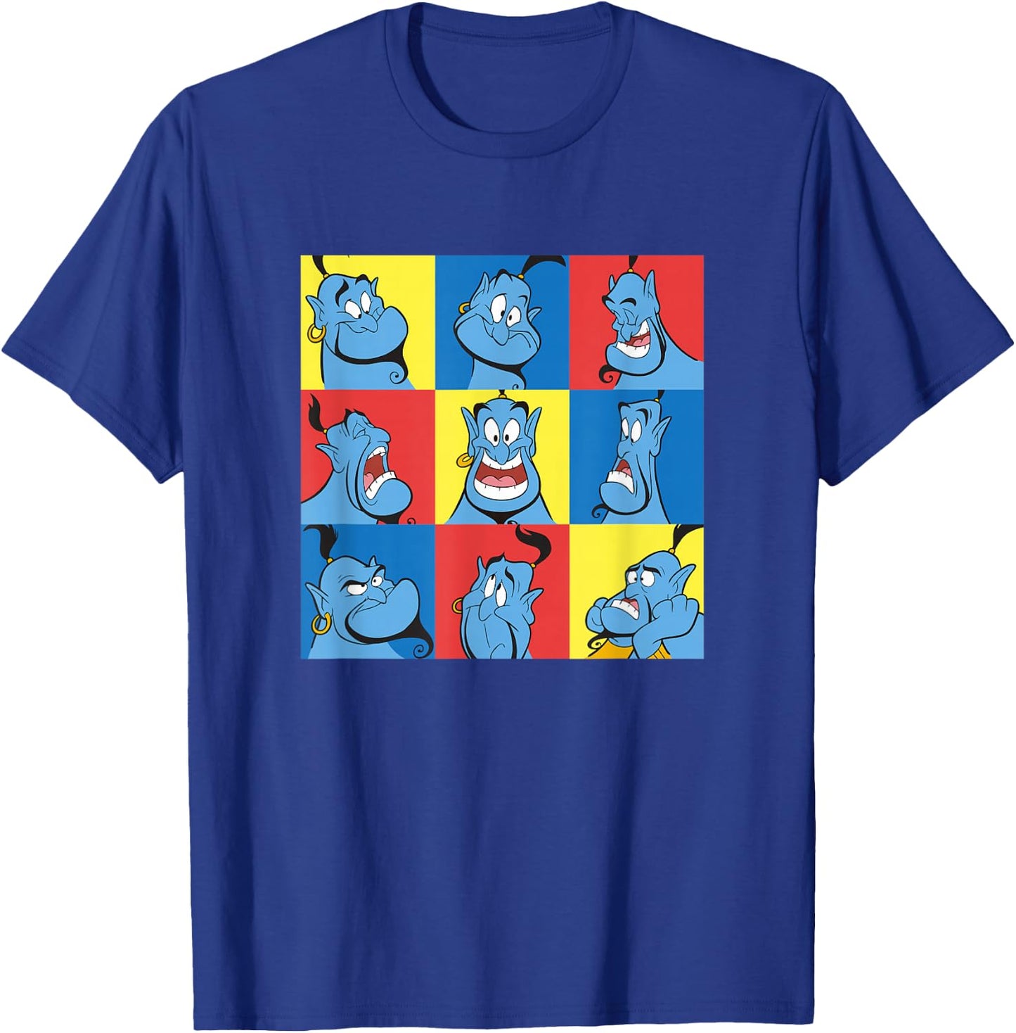 Disney Aladdin Genie Many Emotions Panel Big Chest Portrait T-Shirt - T-Shirt | Royal
