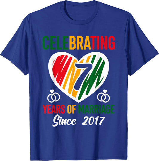 7 Years of Marriage Married Couple 7th Wedding Anniversary T-Shirt - T-Shirt | Royal