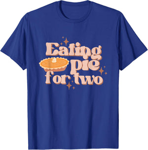 Eating Pie For Two Thanksgiving Baby Announcement Maternity T-Shirt - T-Shirt | Royal