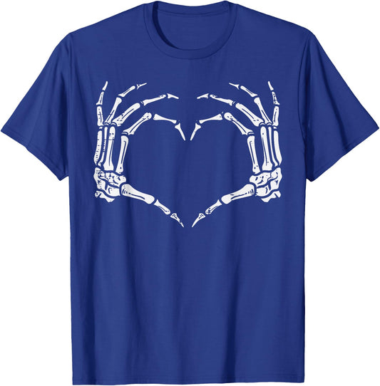 Skeleton Hands Heart Sign Retro Halloween Costume Women Girl T-Shirt - T-Shirt | Royal