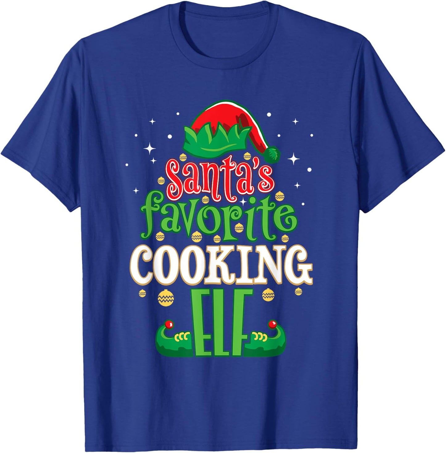 Santa's Favorite Cooking Elf Christmas Matching Cooks T-Shirt - T-Shirt | Royal