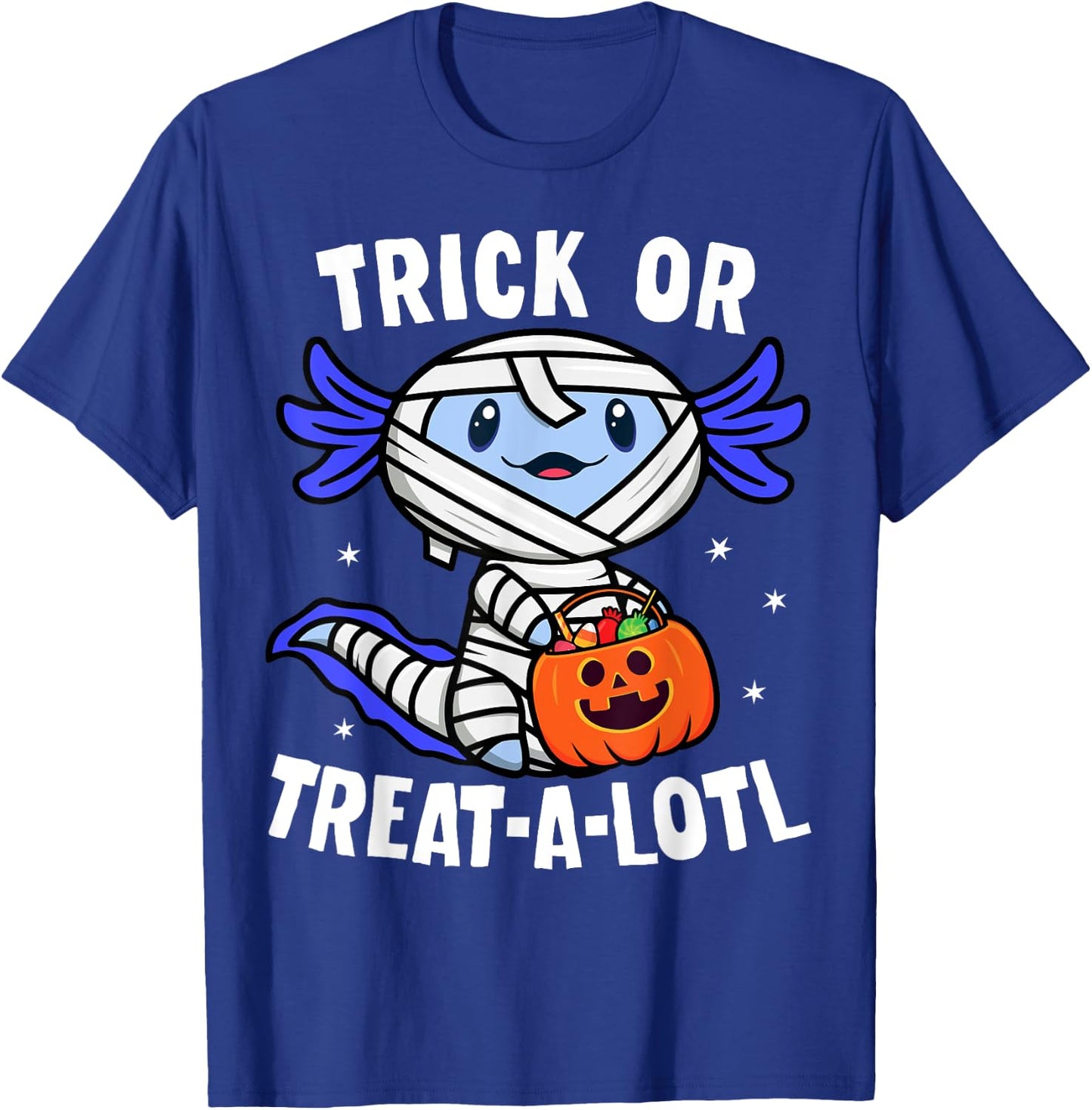 Trick or Treat A Lotl Axolotl Mummy Boys Girls Halloween T-Shirt - T-Shirt | Royal