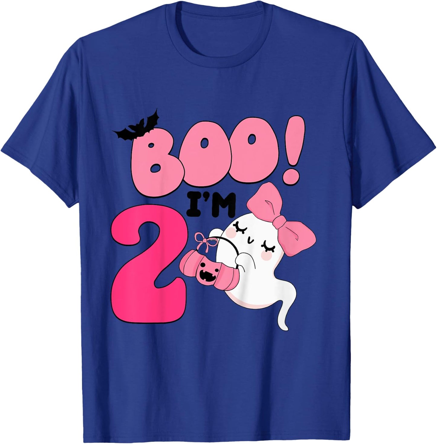 Kids Boo I'm Two Years Old 2nd Birthday Cute Ghost Halloween T-Shirt - T-Shirt | Royal