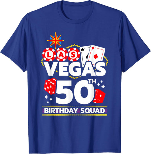 Vegas 50th Birthday Squad T-Shirt - T-Shirt | Royal