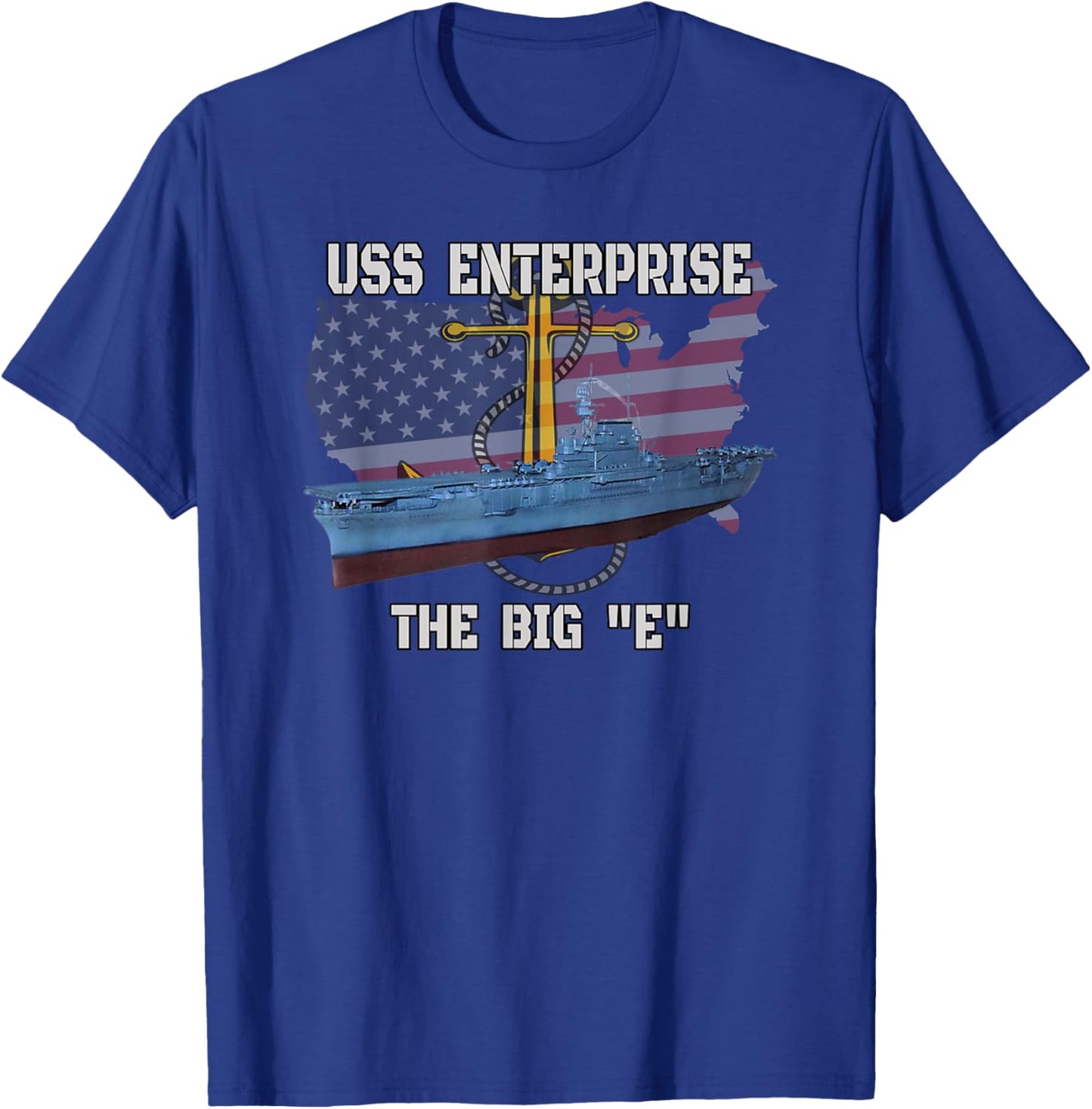 Aircraft Carrier USS Enterprise CV-6 Veterans Day Sailor Dad T-Shirt - T-Shirt | Royal