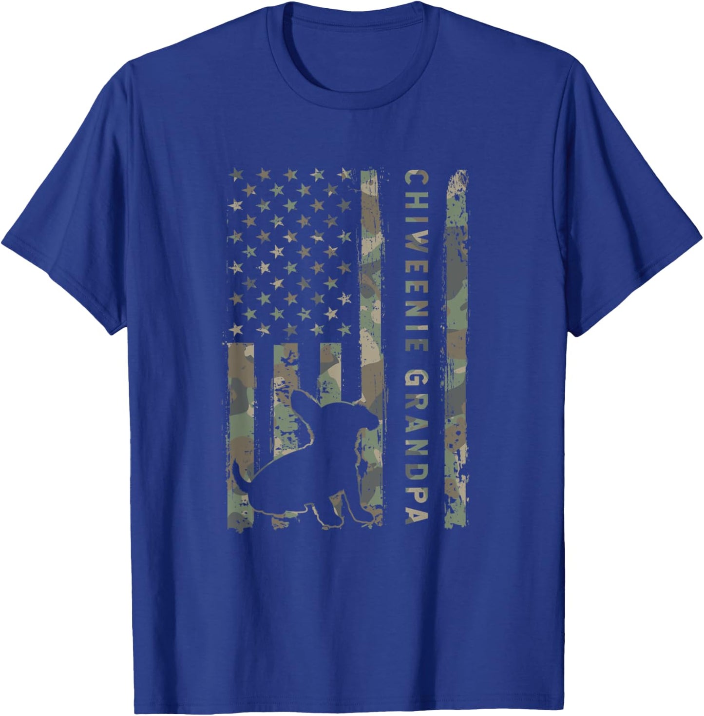 Chiweenie Grandpa Camo USA Flag Women Kids Men T-Shirt - T-Shirt | Royal