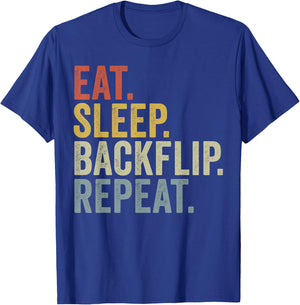 Eat Sleep Backflip Repeat Funny Retro Tricking T-Shirt - T-Shirt | Royal