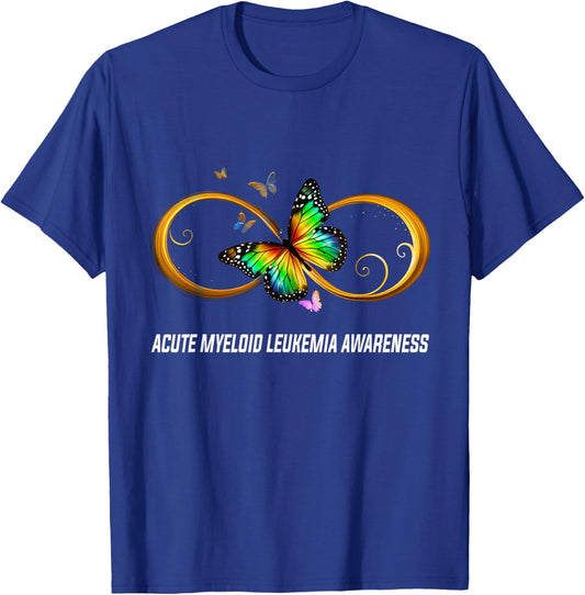 Infinity Butterfly Acute Myeloid Leukemia Awareness T-Shirt - T-Shirt | Royal