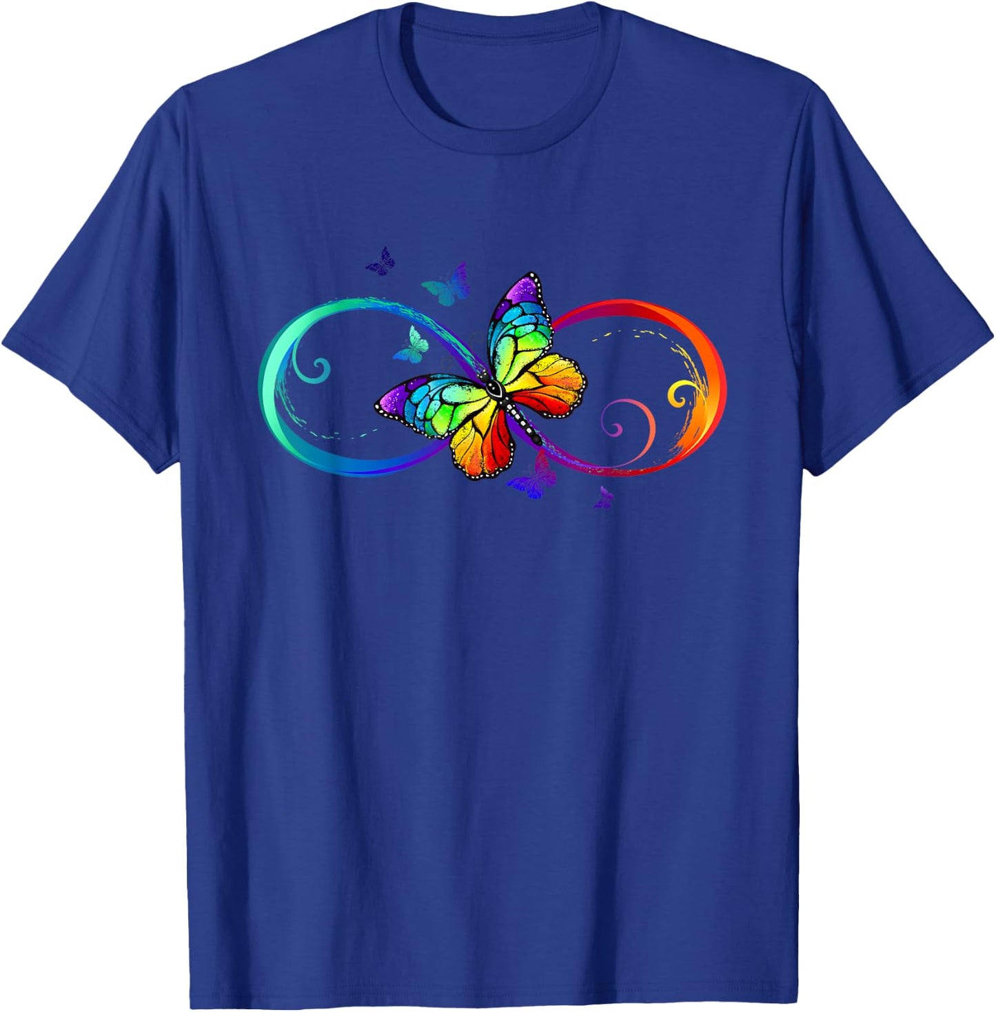 Butterfly Rainbow infinity Symbol Sign T-Shirt - T-Shirt | Royal