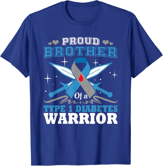 Proud Brother Of T1D Warrior Type 1 DiabetesAwareness Month T-Shirt - T-Shirt | Royal