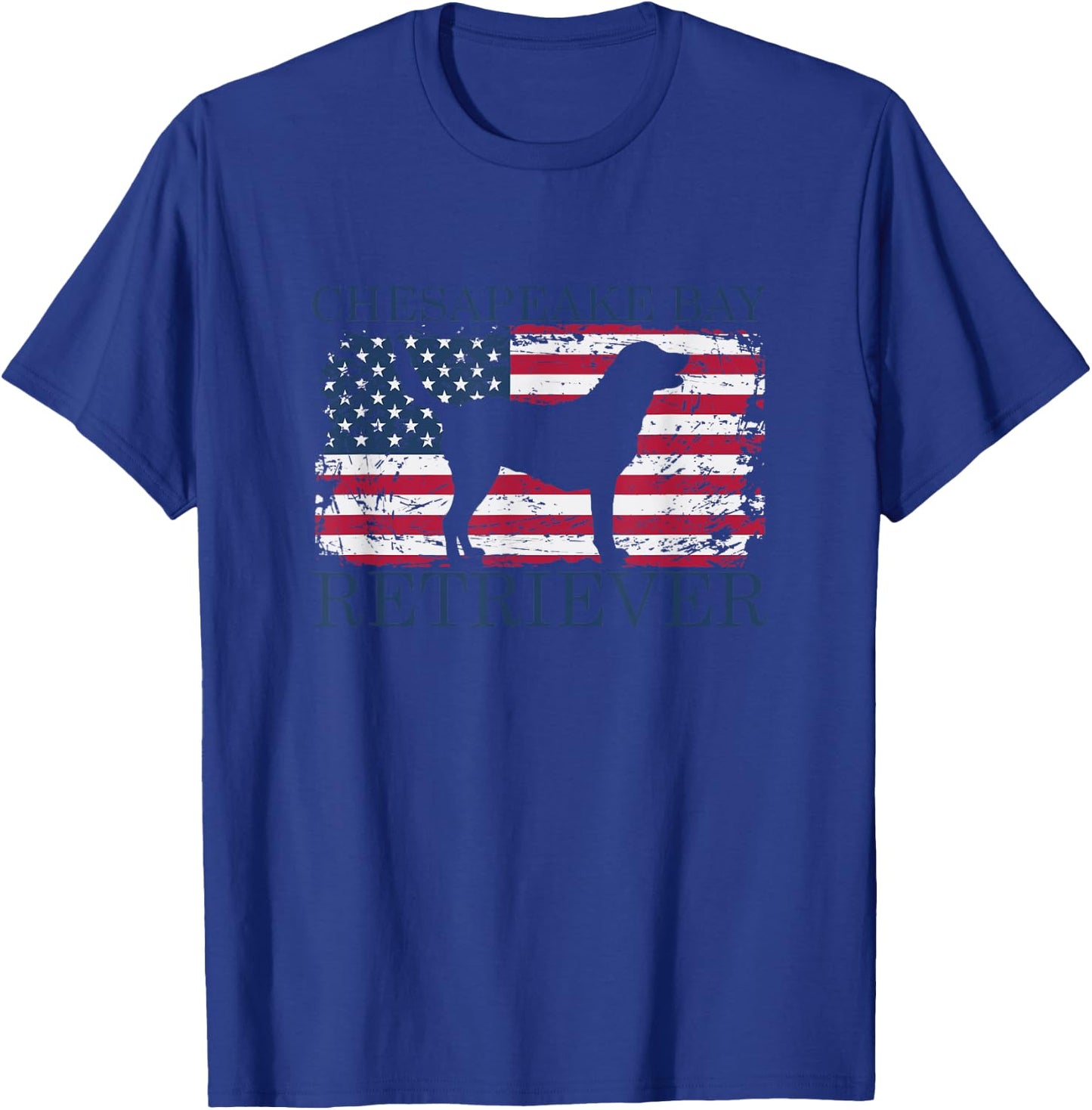 Chesapeake Bay Retriever with USA Flag T-Shirt - T-Shirt | Royal