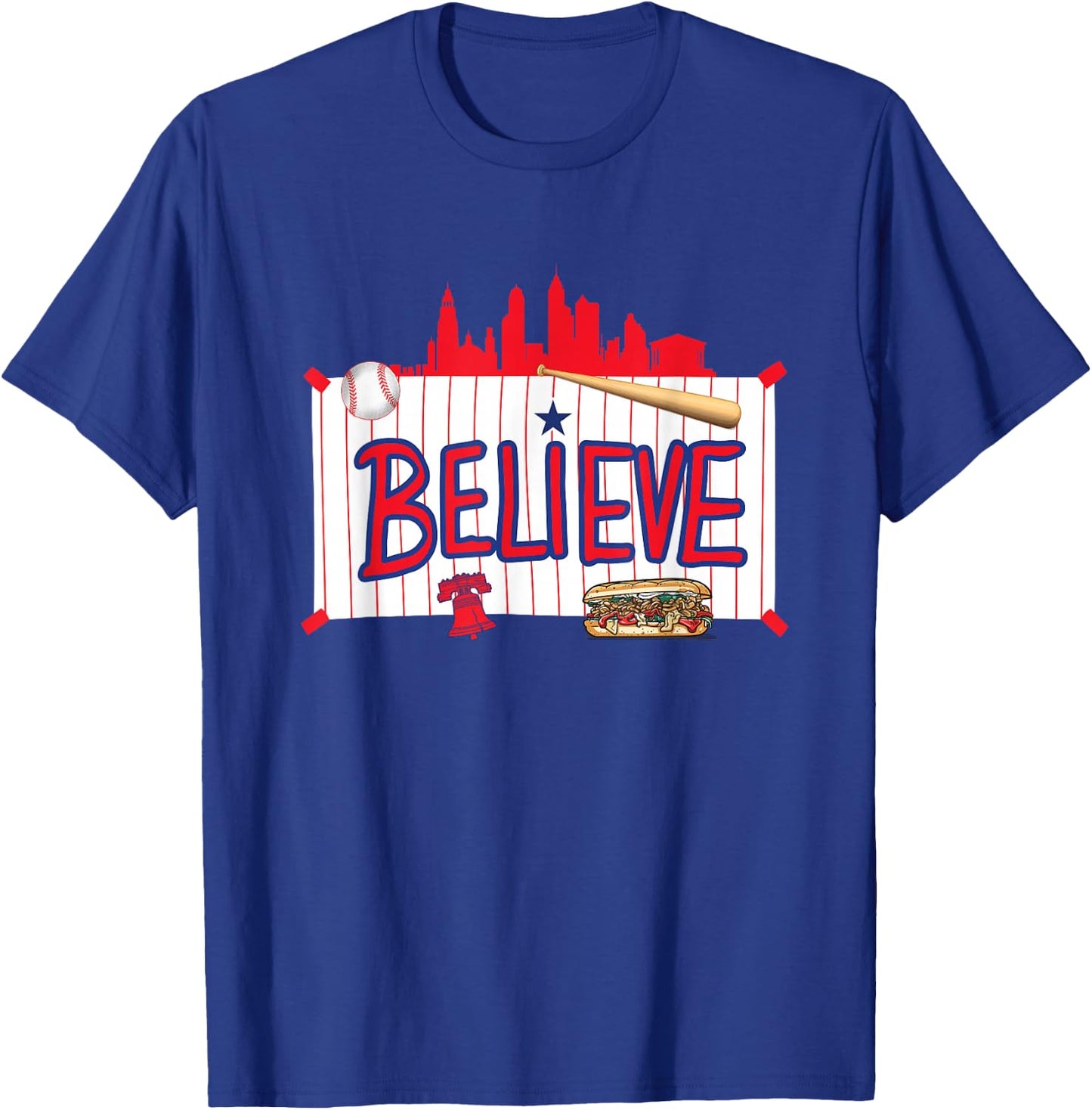Philadelphia Baseball Believe Playoffs T-Shirt - T-Shirt | Royal