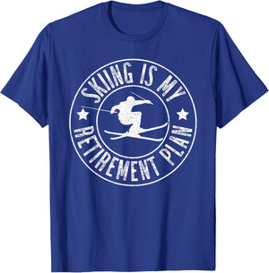 Retired 2024 Funny Skiing Lover Skiing Is My Retirement Plan T-Shirt - T-Shirt | Royal