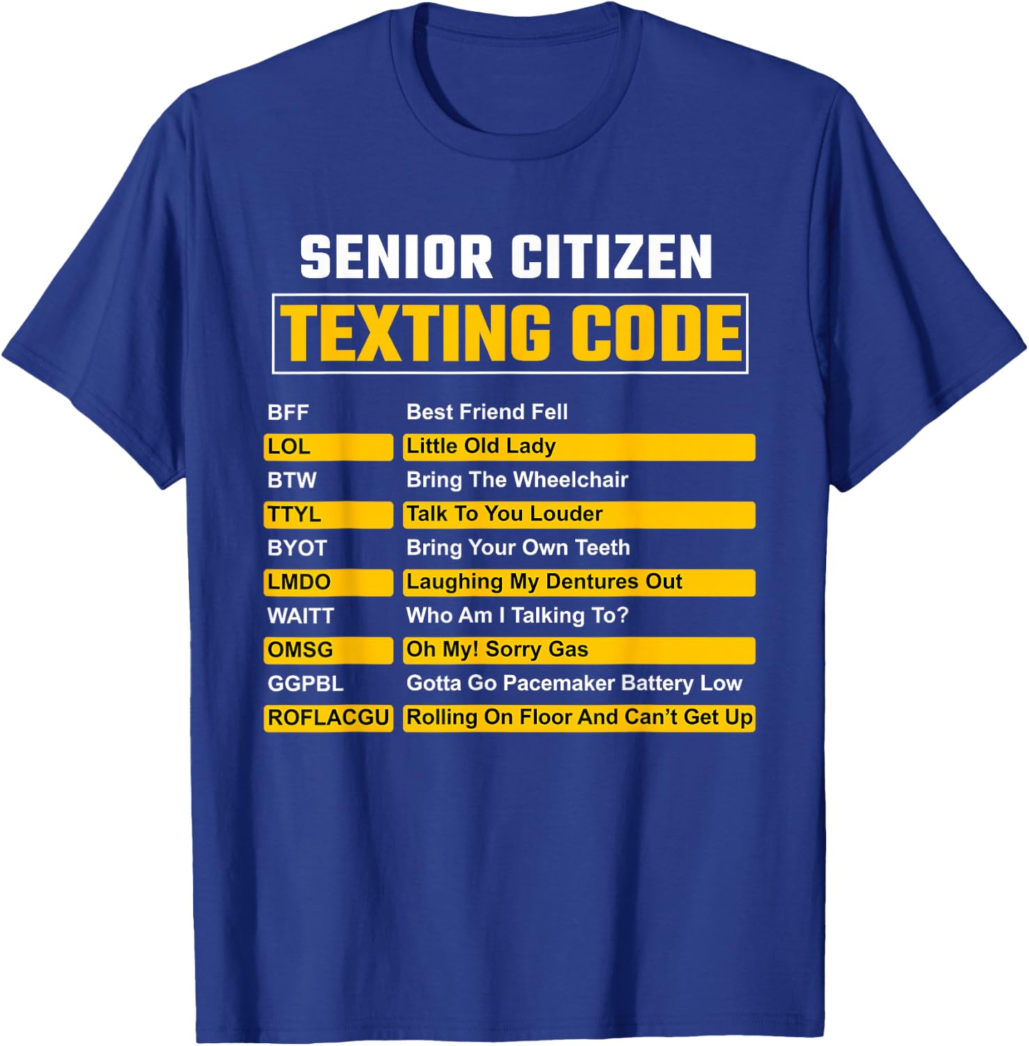 Funny Senior Citizen Texting Code Cool Grandpa Grandma T-Shirt - T-Shirt | Royal