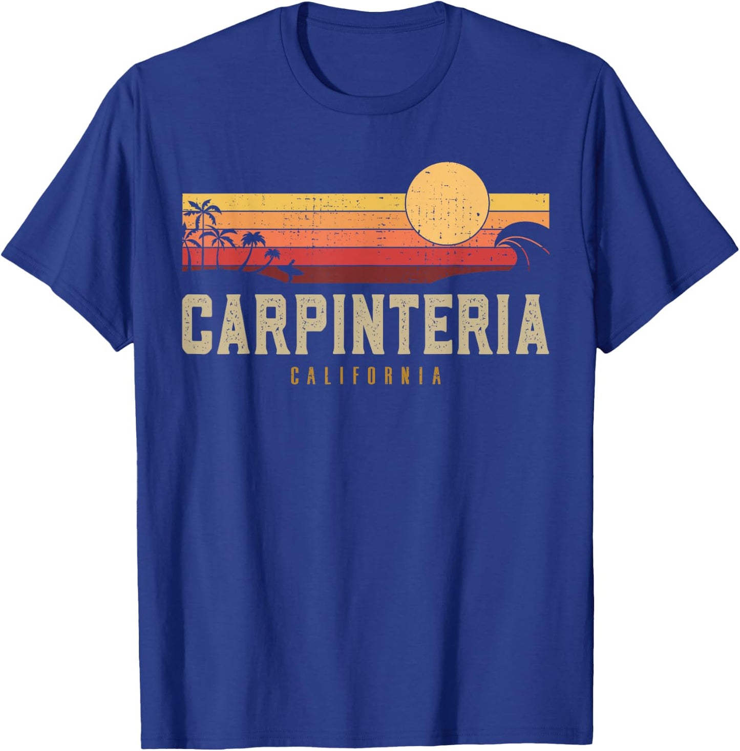 Vintage Carpinteria Beach California CA Retro Surfer Men Women T-Shirt - T-Shirt | Royal