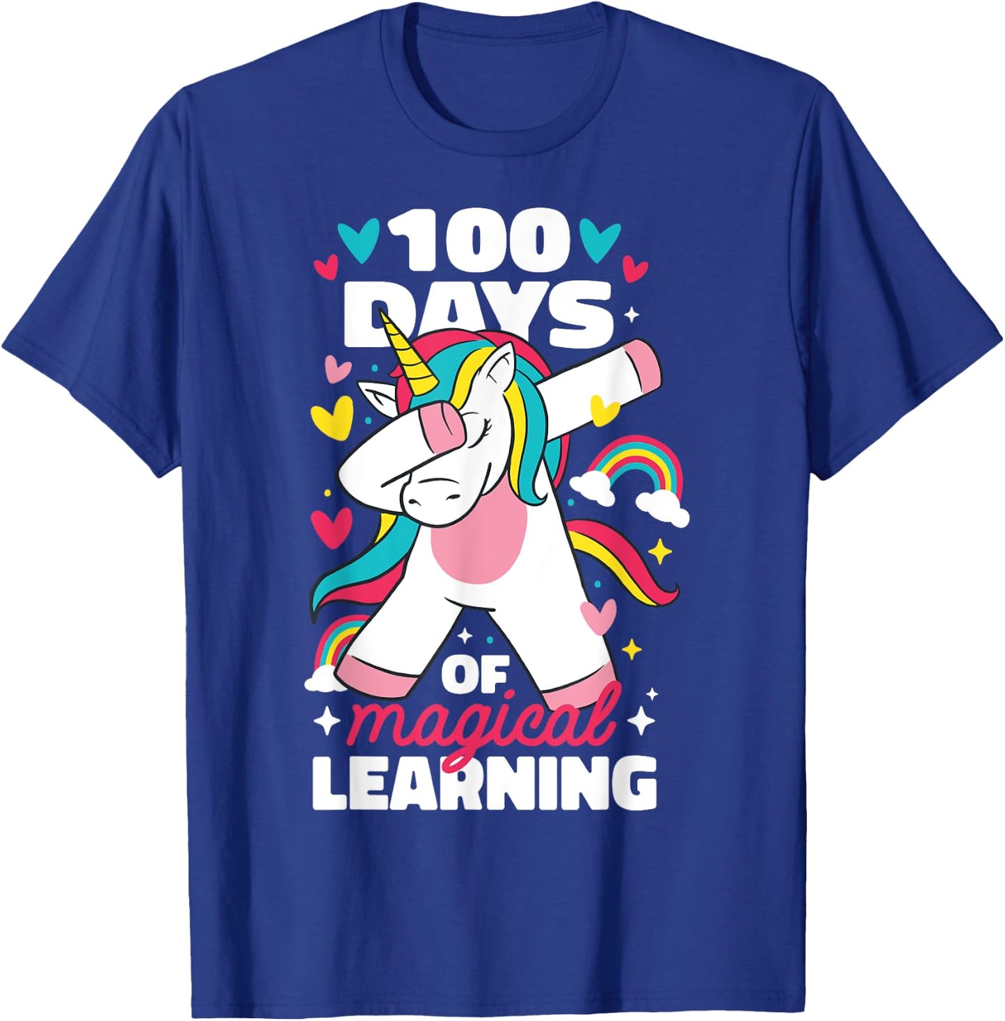 100 Days of Magical Learning 100th Day of School Unicorn T-Shirt - T-Shirt | Royal