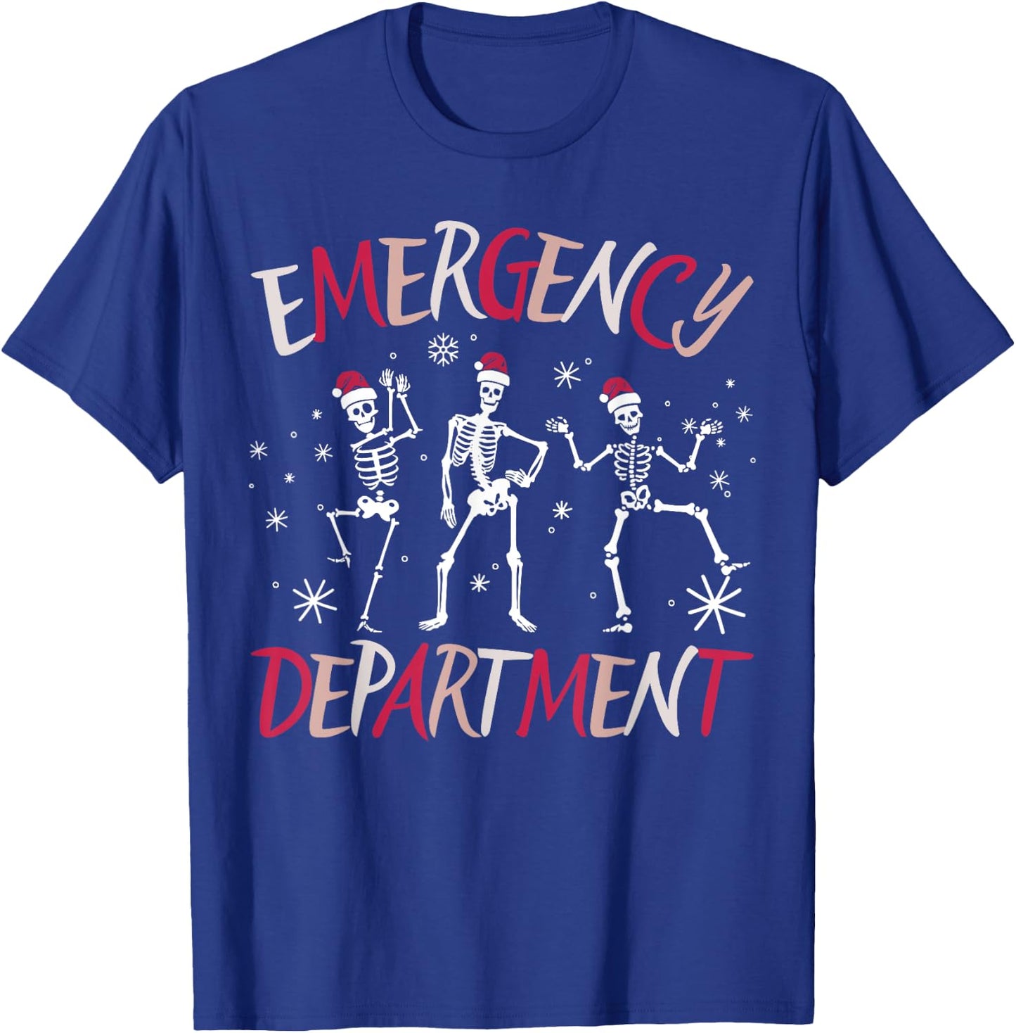 Emergency Department Dancing Skeleton ER Nurse Christmas T-Shirt - T-Shirt | Royal