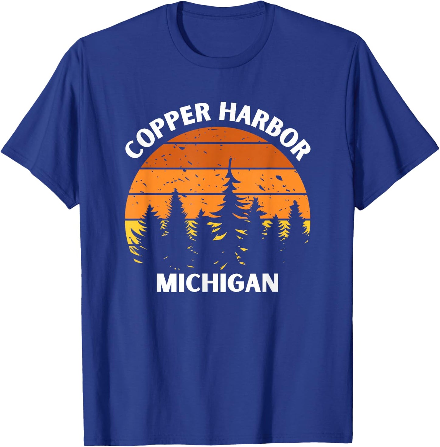Copper Harbor Michigan Forest Sunset Up North Michigan T-Shirt - T-Shirt | Royal
