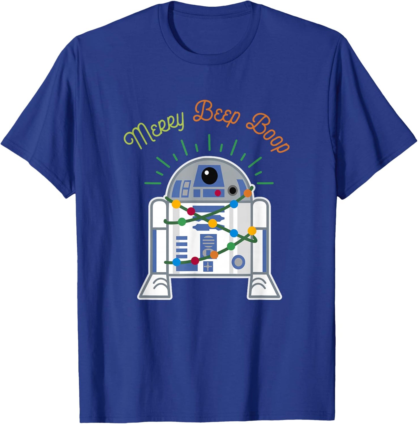 Star Wars Christmas R2-D2 Merry Beep Boop Xmas Lights Logo T-Shirt - T-Shirt | Royal