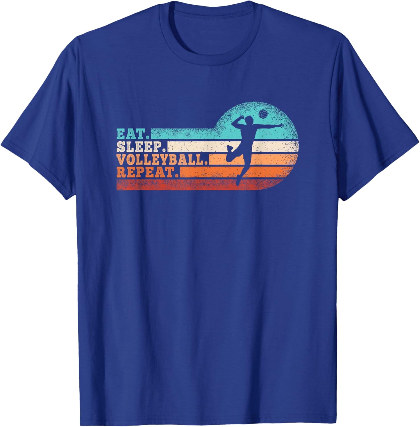 Eat Sleep Volleyball Repeat Retro Volleyball Lover Men Boys T-Shirt - T-Shirt | Royal