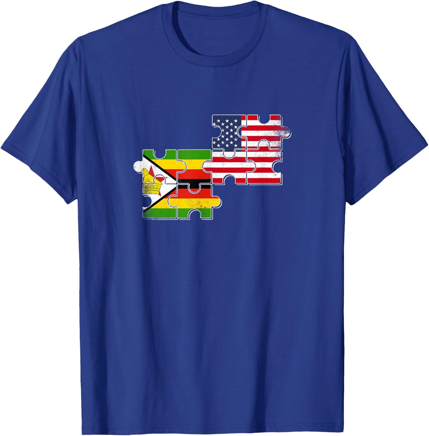 Zimbabwe USA Zimbabwean American Flag T-Shirt - T-Shirt | Royal