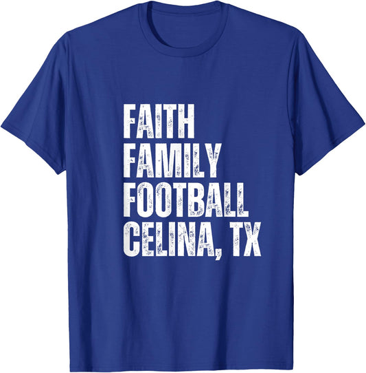 Faith Family Football Celina Texas Bobcats T-Shirt - T-Shirt | Royal