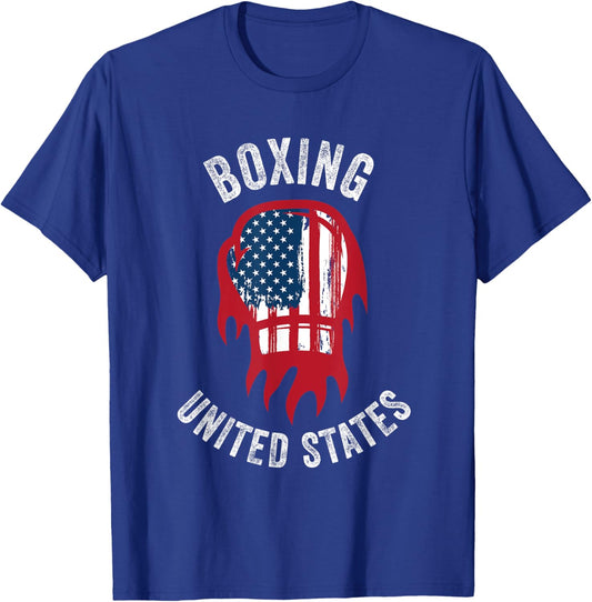 Boxing USA Support the Team Shirt USA Flag Boxer T-Shirt - T-Shirt | Royal