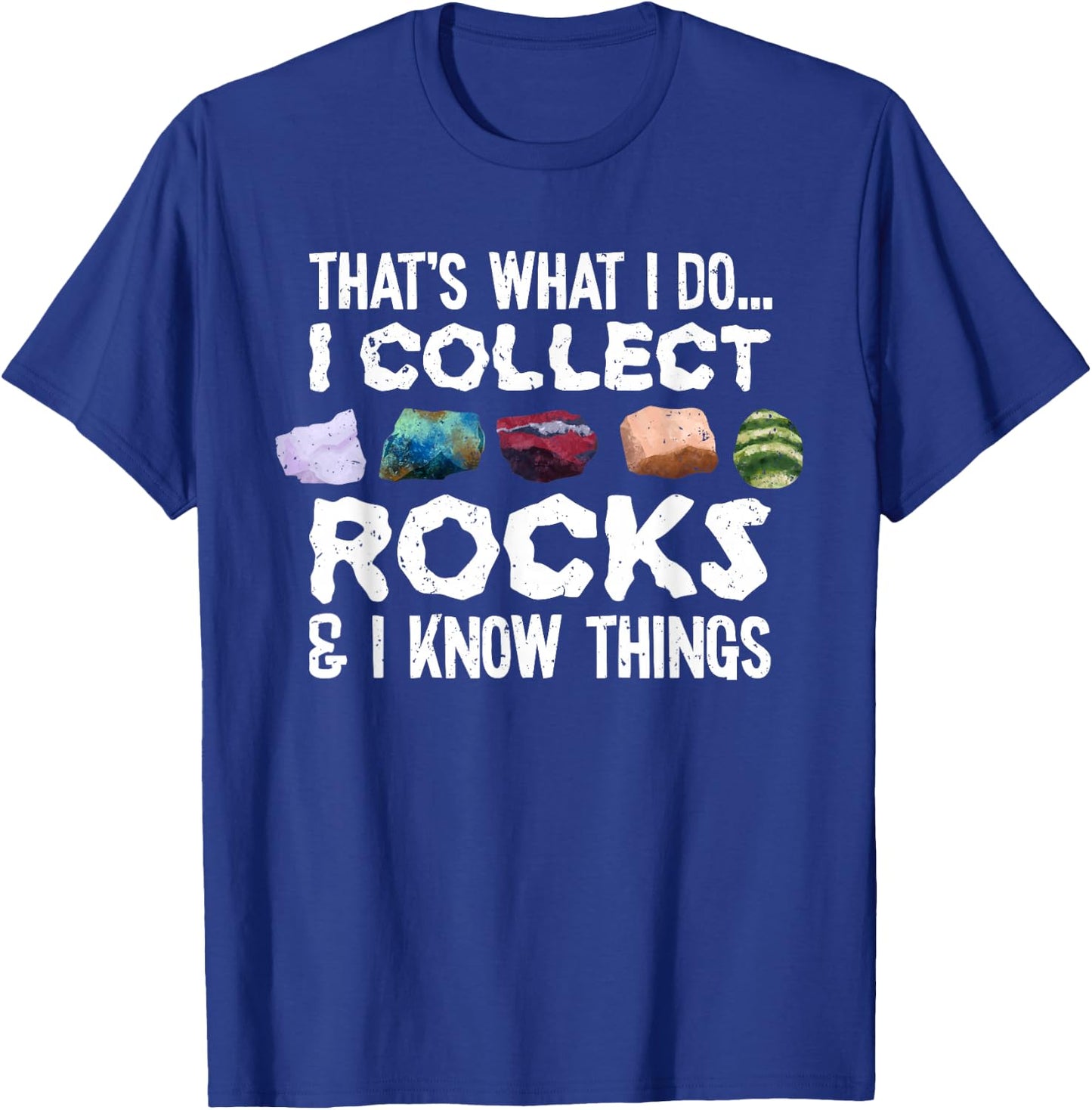 Rock Collector Gifts, Geology Lover Gifts -Adults, Kids Short Sleeve Black Rock Themed T-Shirt - T-Shirt | Royal