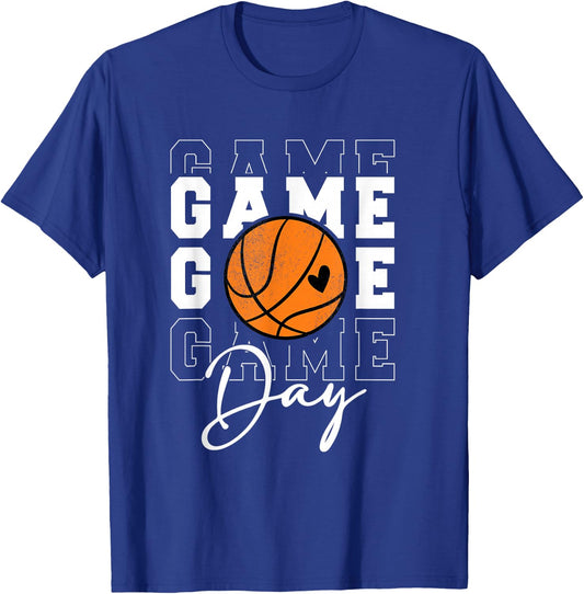 Game Day Basketball Shirt for Youth Boy Girl Basketball Mom T-Shirt - T-Shirt | Royal