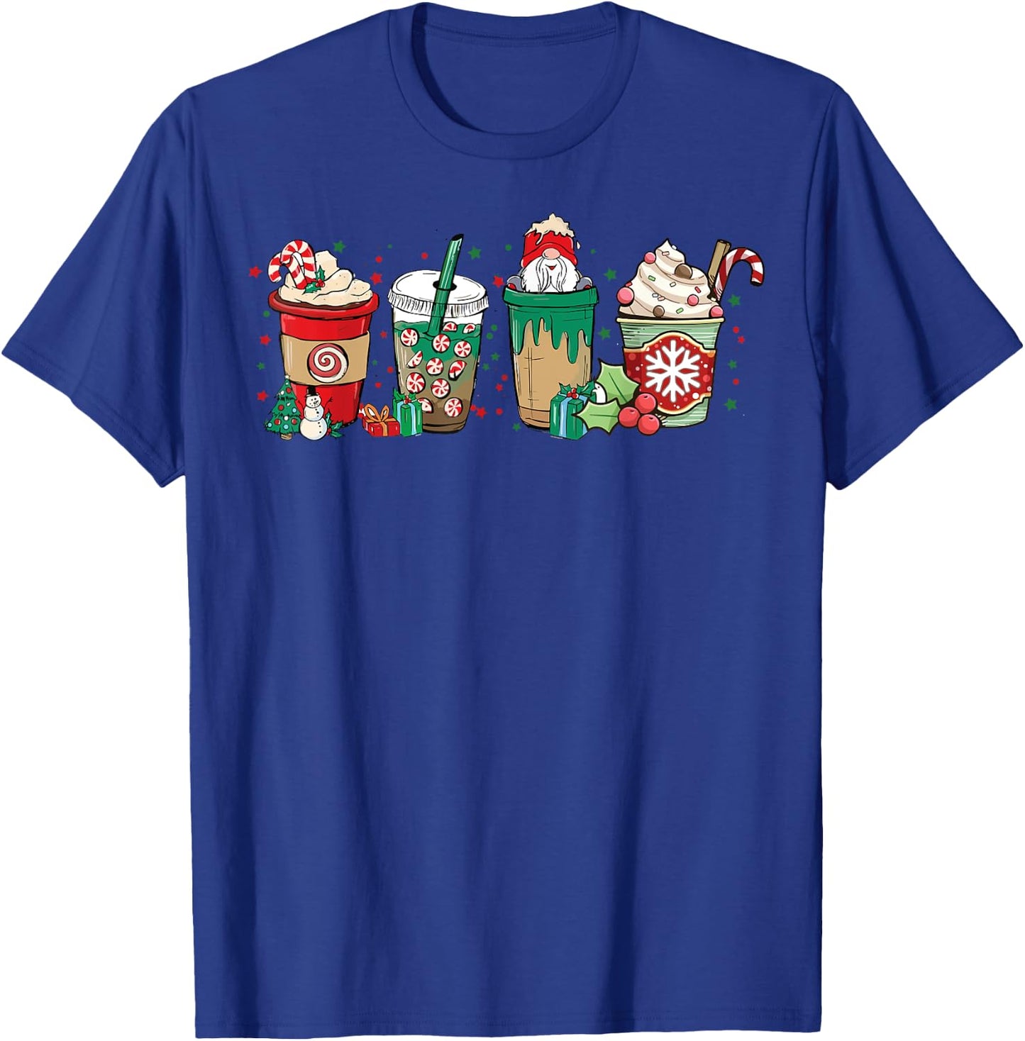 Winter Coffee Merry Christmas Iced Latte Xmas Drinks Holiday T-Shirt - T-Shirt | Royal