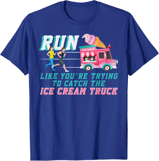 Running Runner Half Marathon Watching Spectator Iee Cream T-Shirt - T-Shirt | Royal