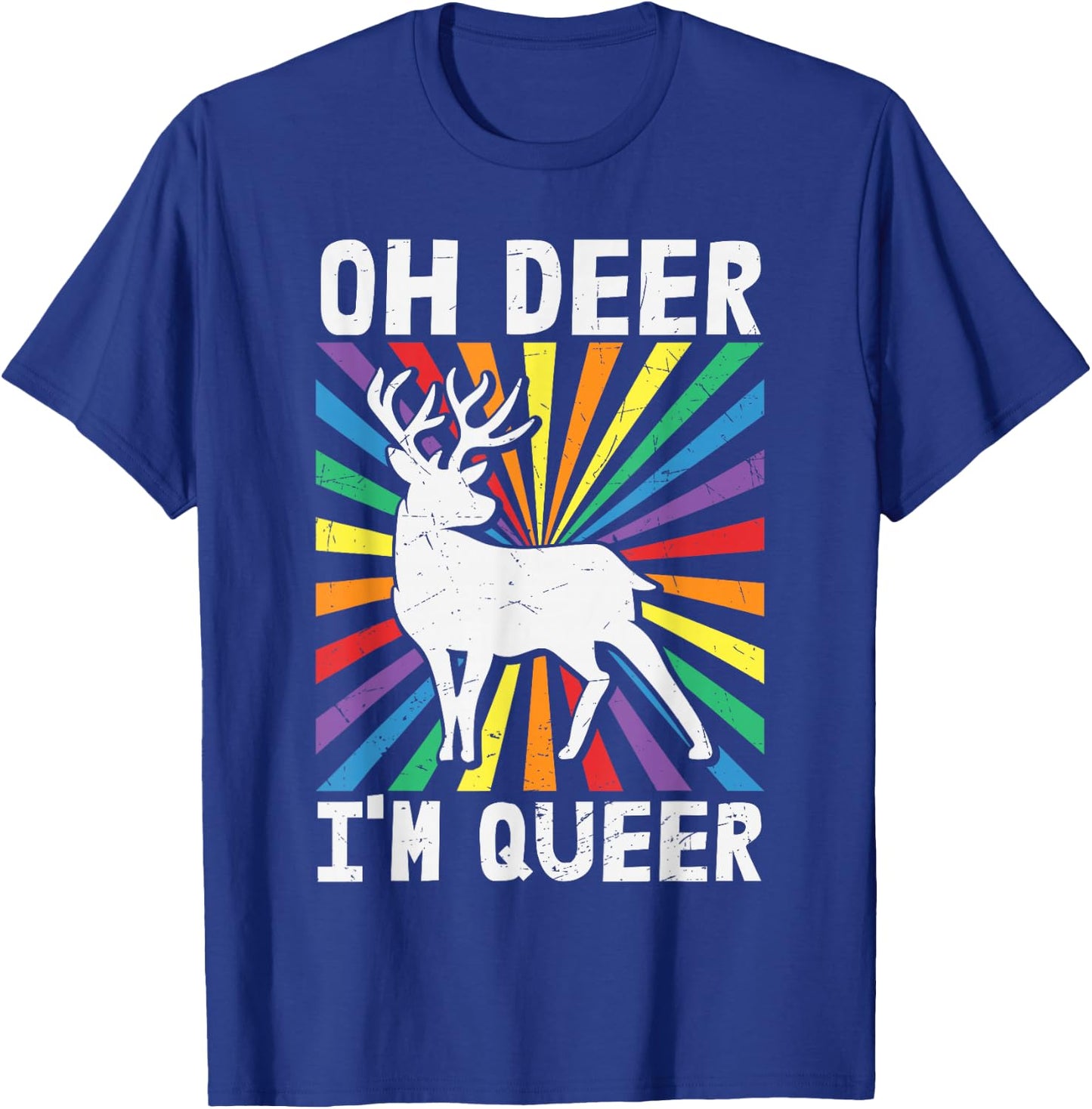 Vintage Oh Deer I'm Queer - Rainbow LGBT Pride Gay Lesbian T-Shirt - T-Shirt | Royal