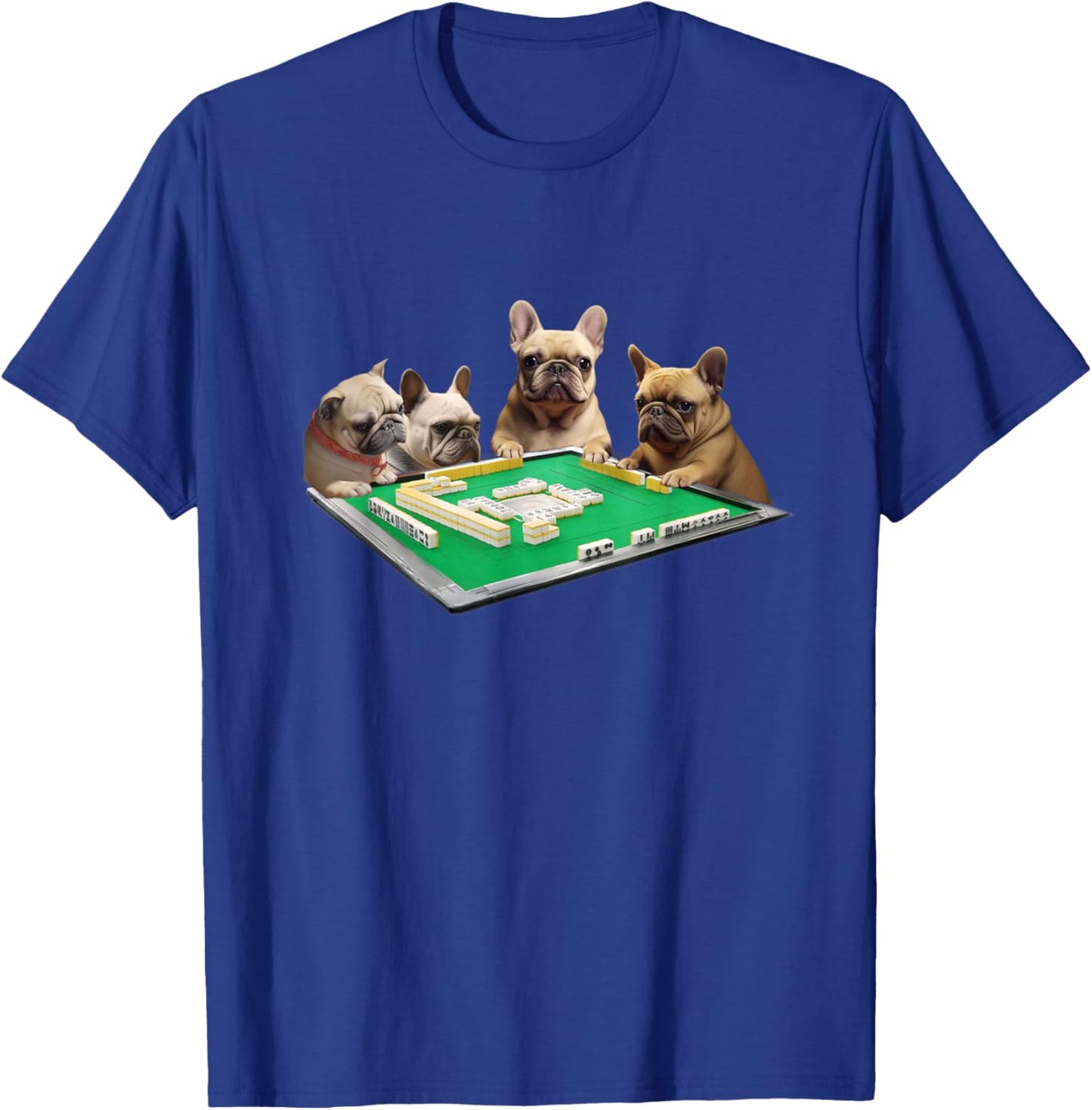 French Bulldog Dog Mahjong Funny Men's Funny Clothes Funny Goods Gift Neta Jongshan T-Shirt - T-Shirt | Royal
