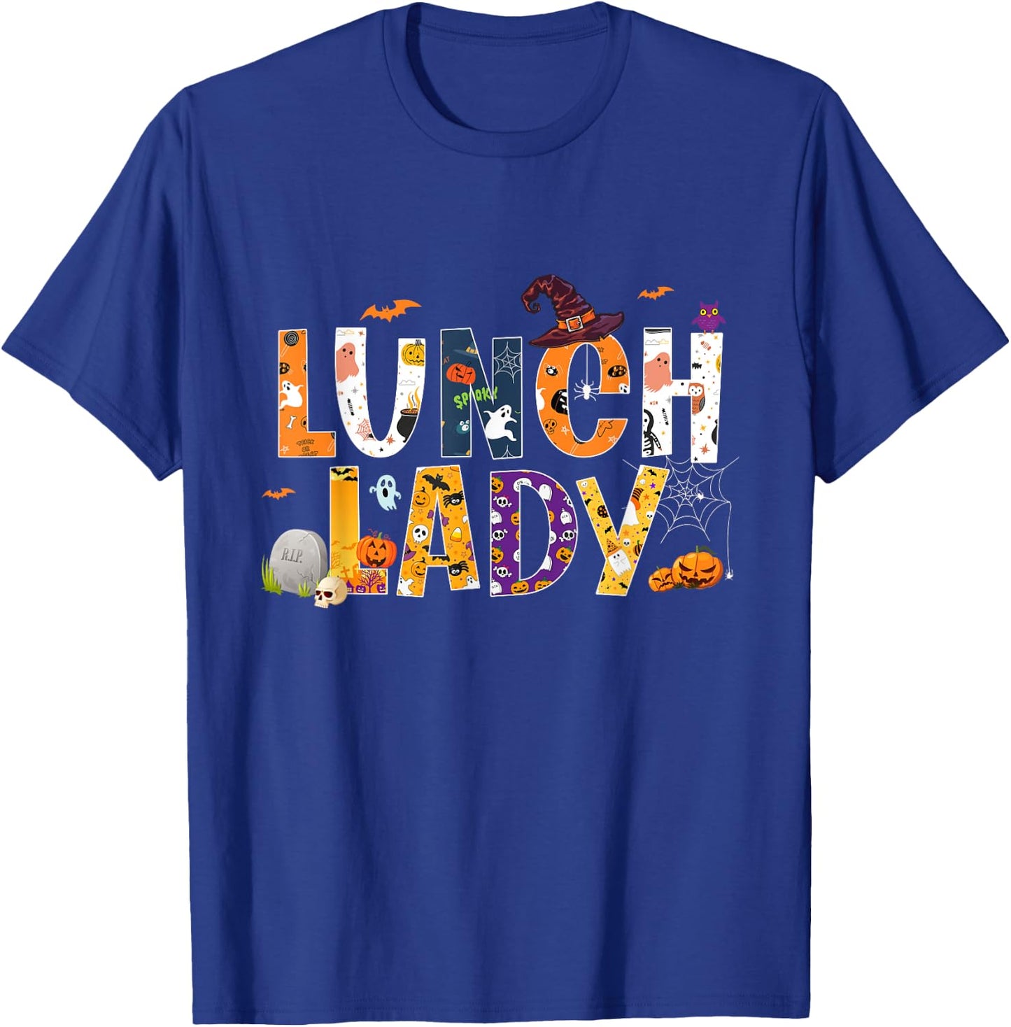 Halloween Lunch Lady Cafeteria Spooky Lunch Lady Halloween T-Shirt - T-Shirt | Royal