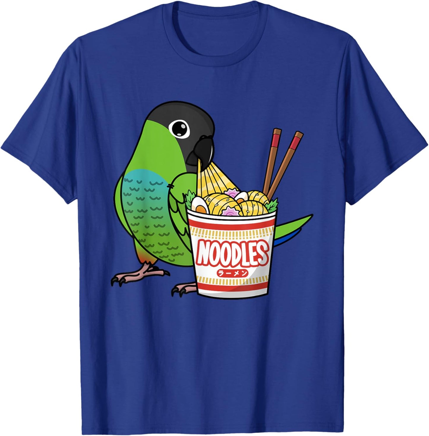 Kawaii Ramen Noodles Parrot I Nanday Conure T-Shirt - T-Shirt | Royal