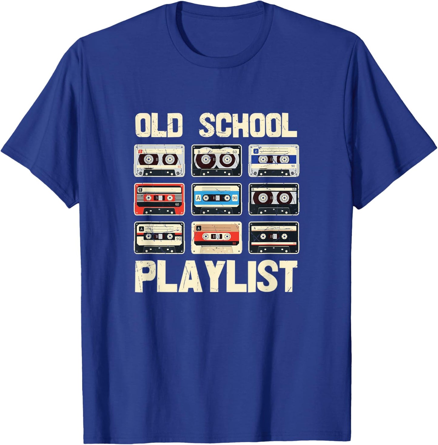 Old School Playlist Cassette Tapes 80s 90's Theme Party T-Shirt - T-Shirt | Royal