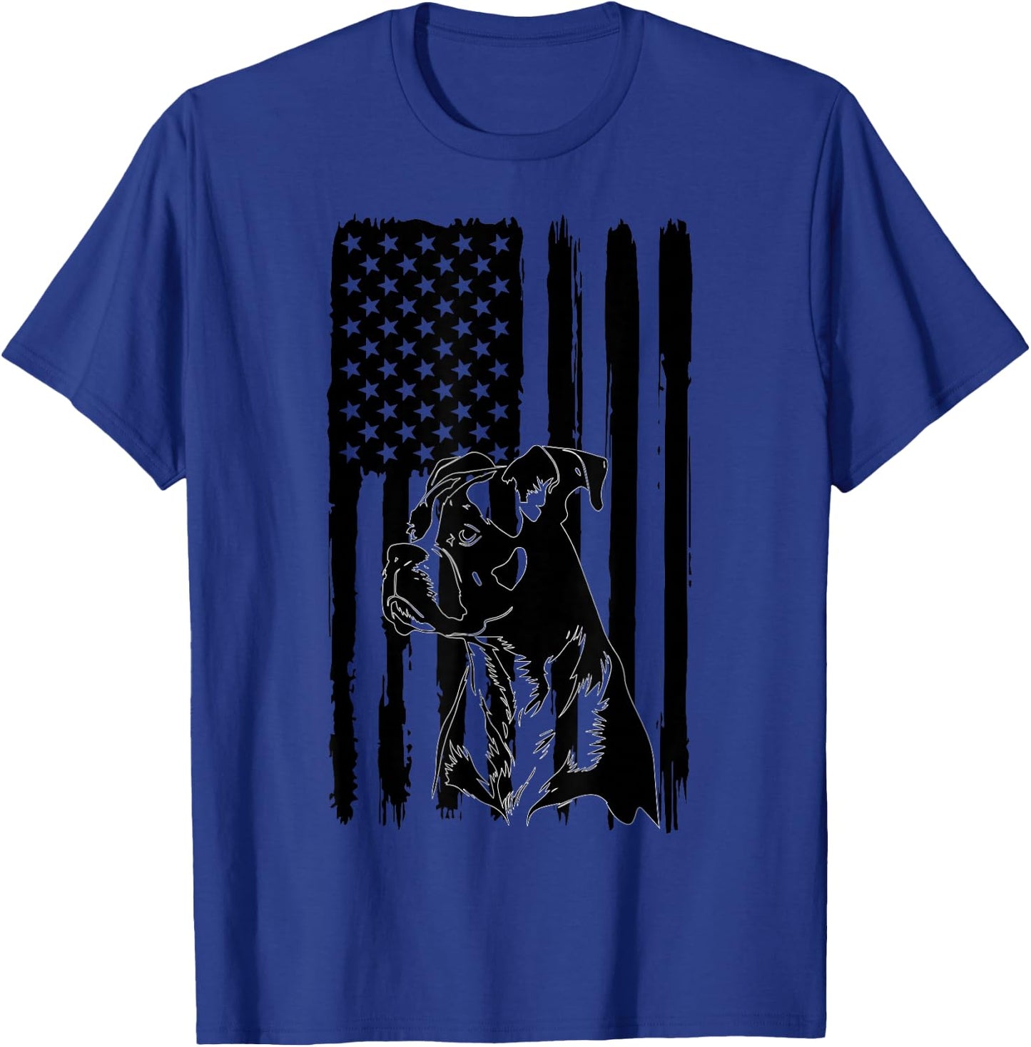 American Flag USA Patriot Boxer Dog dad T-Shirt - T-Shirt | Royal