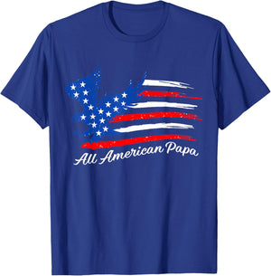 All American Papa 4th of July American Eagle Flag Patriotic T-Shirt - T-Shirt | Royal