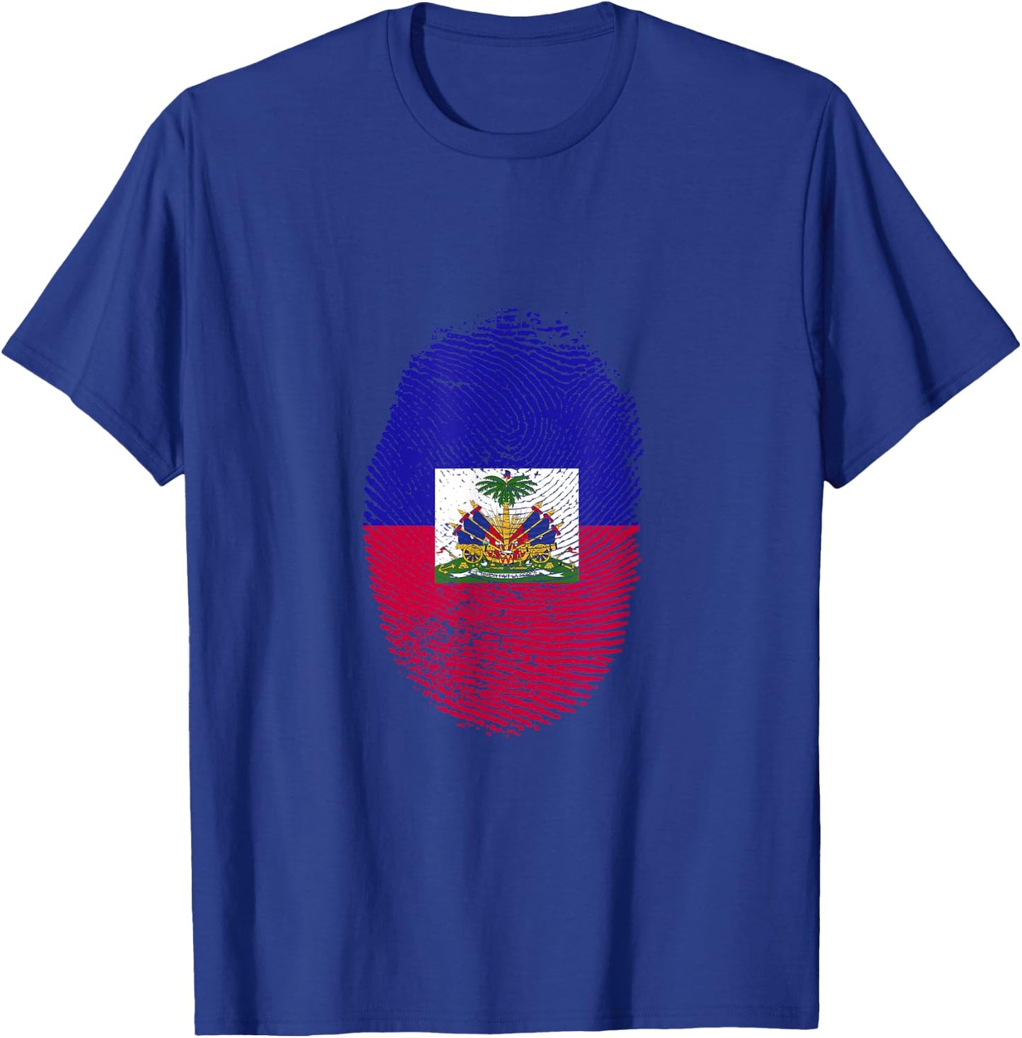 Haiti Flag Fingerprint Proud Haitians Men Women Kids DNA T-Shirt - T-Shirt | Royal