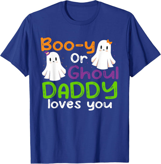 Halloween Booy Or Ghoul Daddy Gender Reveal baby shower T-Shirt - T-Shirt | Royal