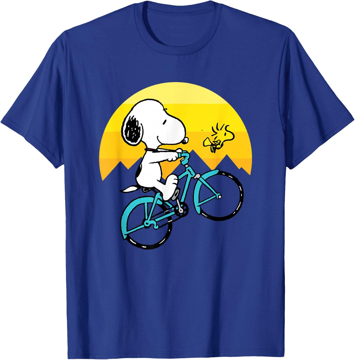 Peanuts - Snoopy Woodstock Mountain Biking T-Shirt - T-Shirt | Royal