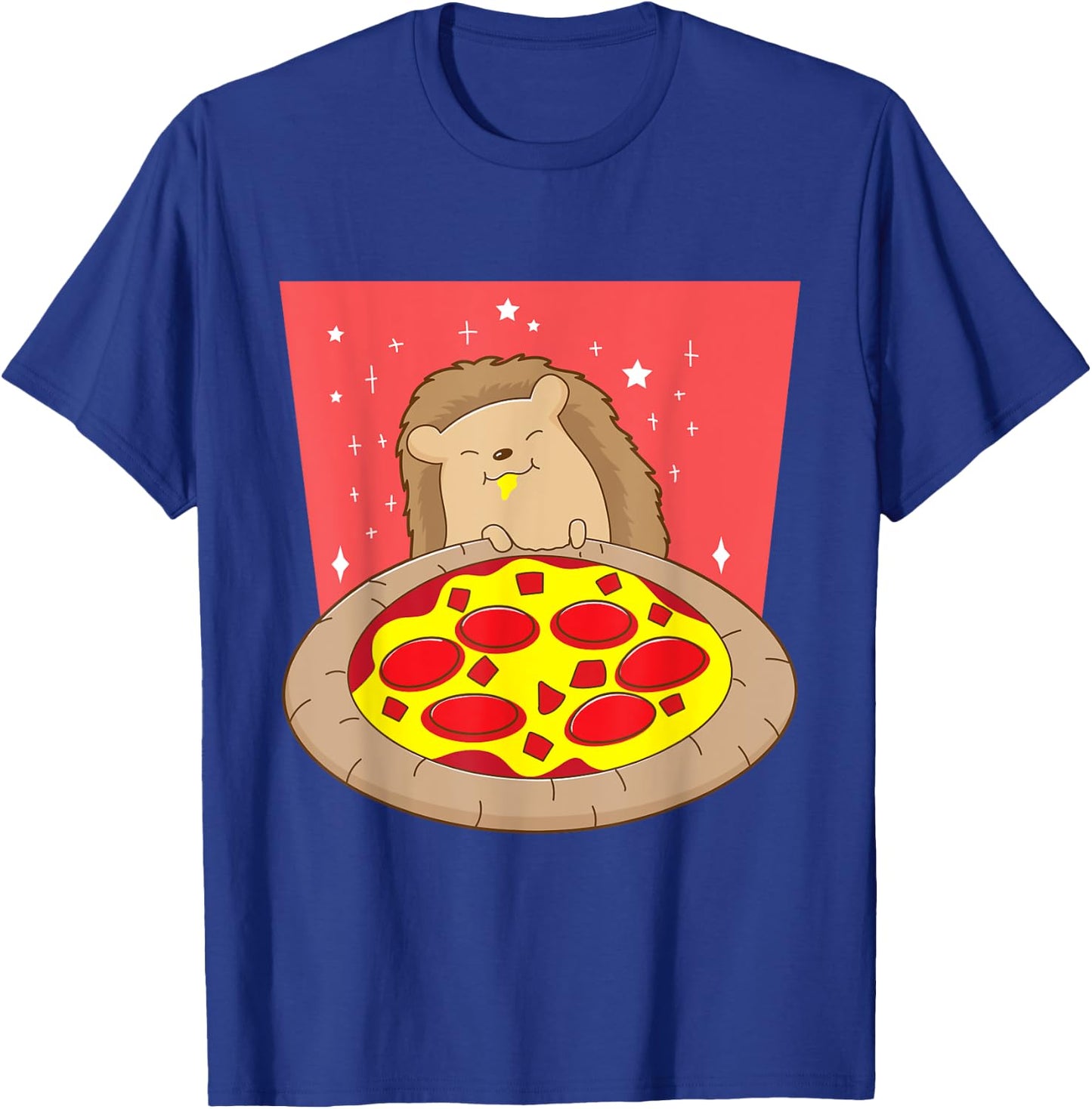 Hedgehog Eating Pizza Forest Animal Pizza Making T-Shirt - T-Shirt | Royal