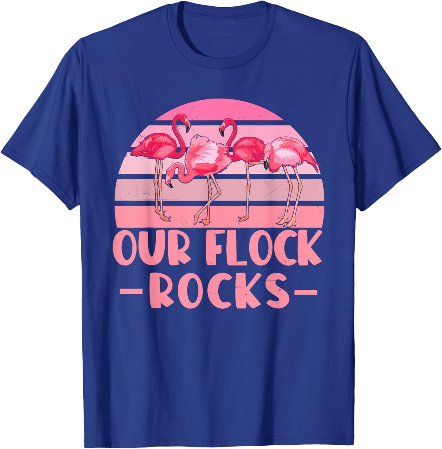 Our Flock Rocks Flamingos Lover Family Vacation Group T-Shirt - T-Shirt | Royal