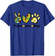 Peace Love Dogs Sunflower Dog Paw Dog Mom Cute Mother's Day Men Women Girls Kids T-Shirt - T-Shirt | Royal