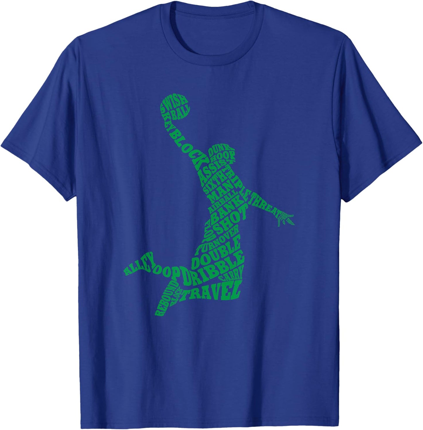 Basketball Player Typography Word Art T-Shirt - T-Shirt | Royal